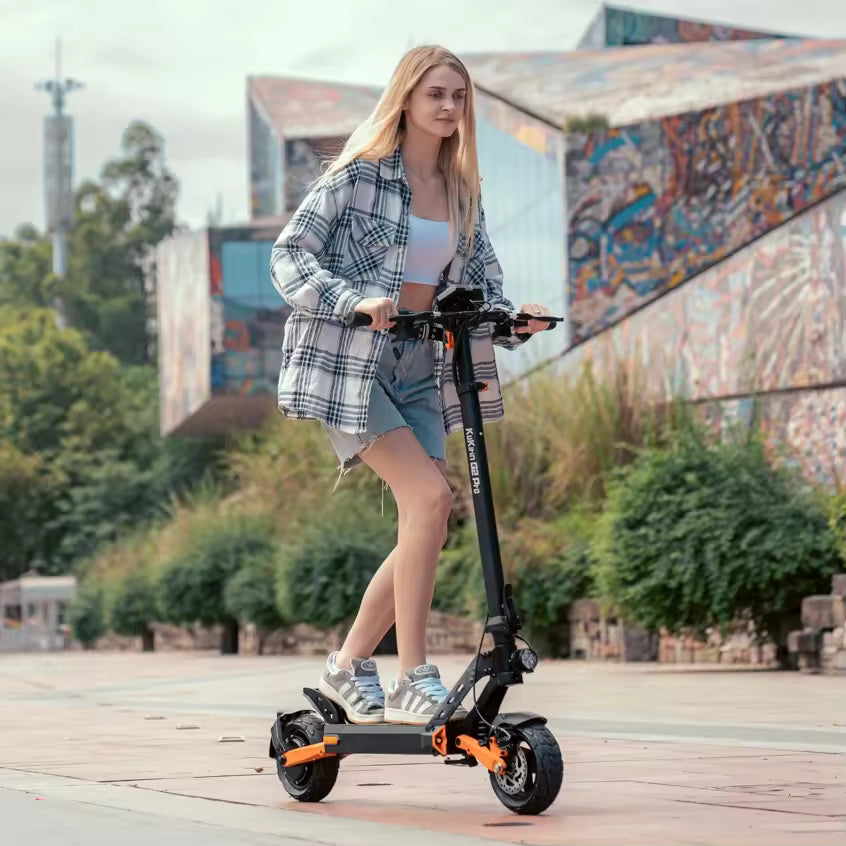 Girl Enjoying a Ride on KuKirin G2 Pro Folding Scooter